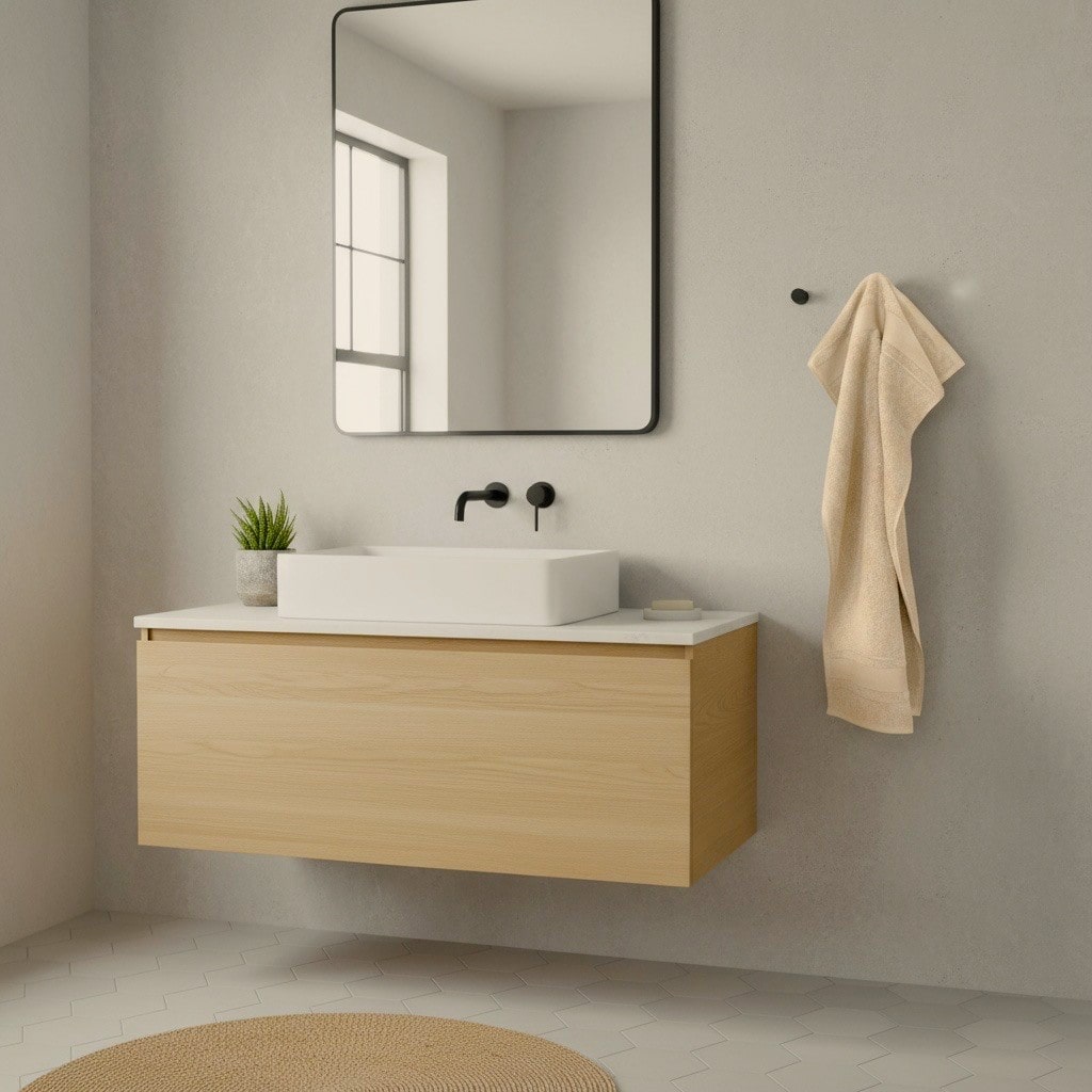 Super lækker hånd håndklæde i beige 50x100 ved håndvasken