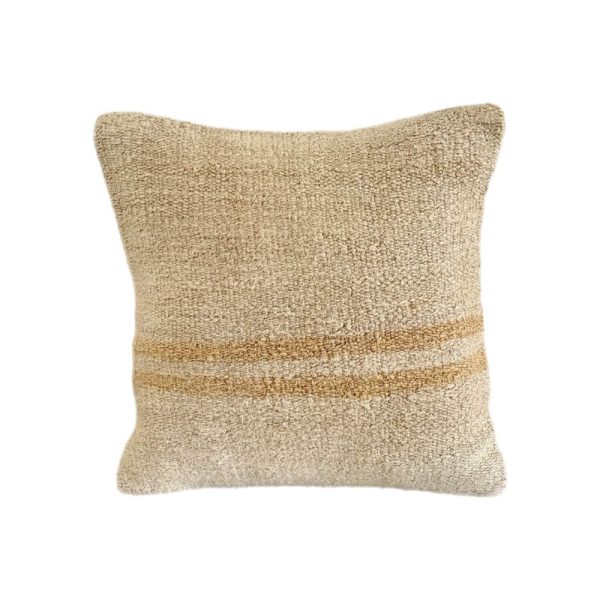 Lys blød kelim pude 115 40x40 cm med fine lyse brune striber