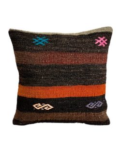 Kelim pude i smukke brune og orange farver med unikt mønster 40x40 cm