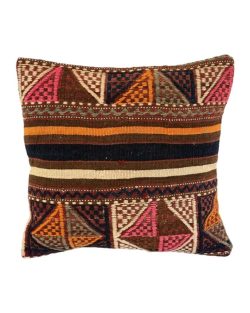 Meget smuk pude i uld af ægte kelim med et væld af flotte farver