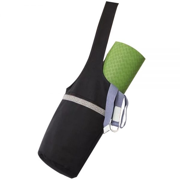 yoga taske og kanvastaske i sort til at tage over skulderen med plads til nøgler og vandflaske