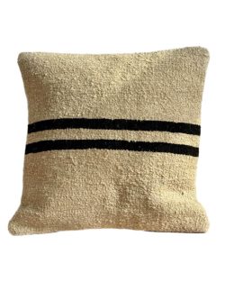 Lys kelim pude 135 med brune striber inkl. inderpude