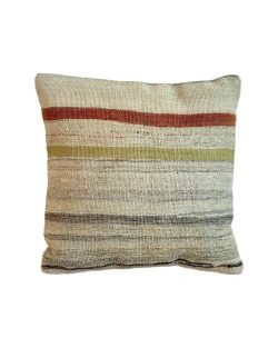 lys kelim pude i naturfarve med fine striber, 40x40 cm