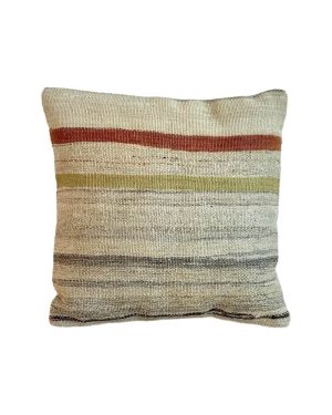 lys kelim pude i naturfarve med fine striber, 40x40 cm