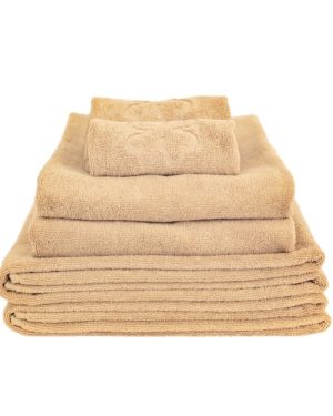 håndklæder sandfarve i økologisk bomuld