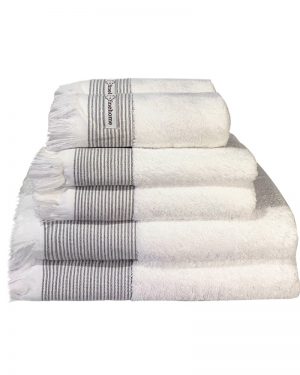 6 hvide finehome håndklæder med frynser