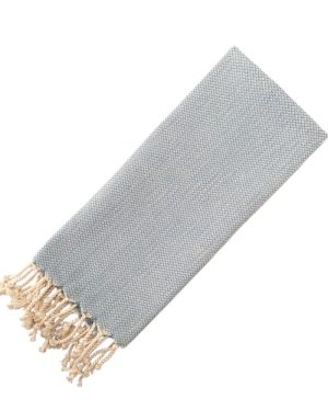 Køkkenhåndklæde bomuld i lyseblå og naturfarve fra finehome