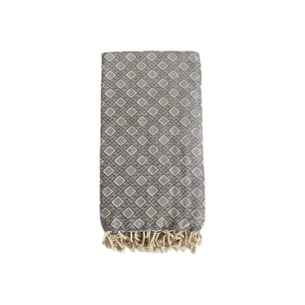 hammam håndklæde 100x180 grå natur med smukt mønster