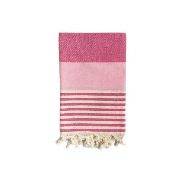 tyrkiske hammam håndklæder lyserød, rød og naturfarve med striber