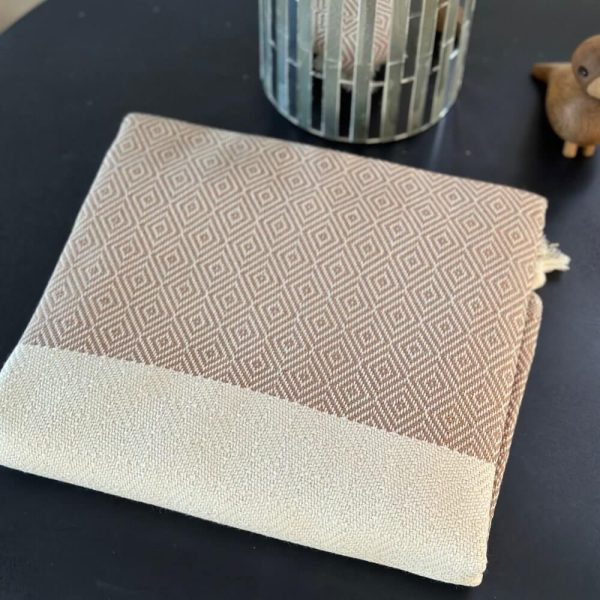 Beige hammam håndklæde 100x180 med naturbund