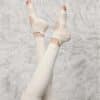 Lyse beige yogasokker uden tæer med anti slip funktion