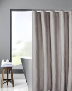 Vandtæt grå badeforhæng hør 120x200