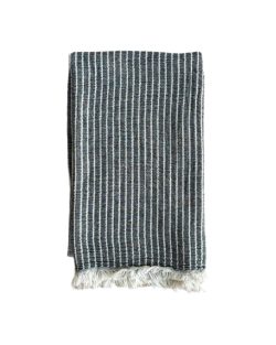Hamam håndklæde med striber naturfarve og grå 90x175 cm